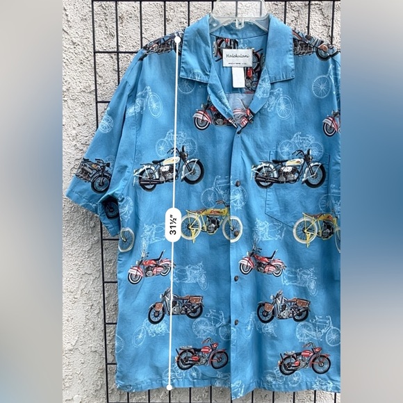 Halekulani Hawaiian shirt motorcycle motif short sleeve button down mens size XL - Picture 6 of 6